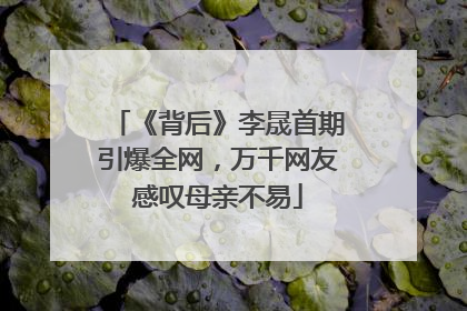《背后》李晟首期引爆全网，万千网友感叹母亲不易