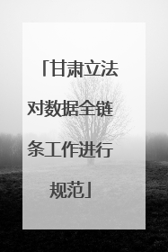 甘肃立法对数据全链条工作进行规范