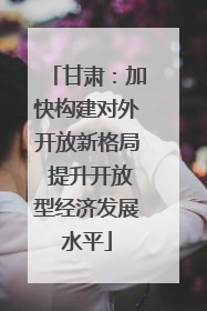 甘肃：加快构建对外开放新格局 提升开放型经济发展水平