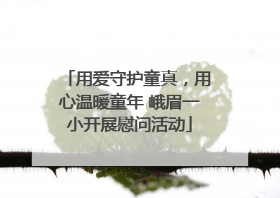 用爱守护童真，用心温暖童年 峨眉一小开展慰问活动