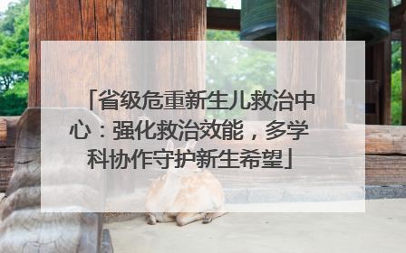 省级危重新生儿救治中心：强化救治效能，多学科协作守护新生希望