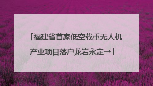 福建省首家低空载重无人机产业项目落户龙岩永定→