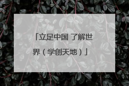 立足中国 了解世界（学创天地）