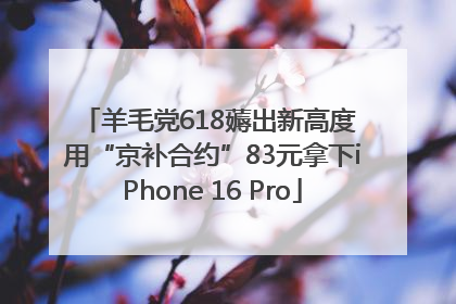 羊毛党618薅出新高度 用“京补合约”83元拿下iPhone 16 Pro