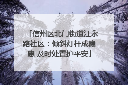 信州区北门街道江永路社区：倾斜灯杆成隐患 及时处置护平安