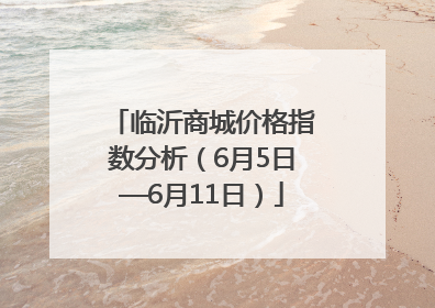 临沂商城价格指数分析（6月5日—6月11日）