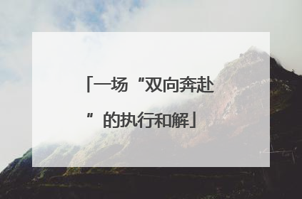 一场“双向奔赴”的执行和解