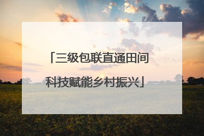 三级包联直通田间 科技赋能乡村振兴