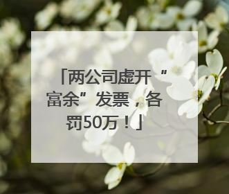 两公司虚开“富余”发票，各罚50万！