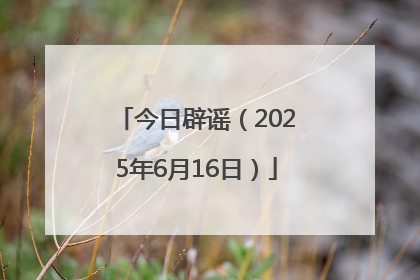 今日辟谣（2025年6月16日）