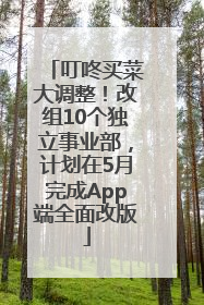 叮咚买菜大调整！改组10个独立事业部，计划在5月完成App端全面改版