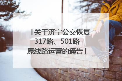 关于济宁公交恢复317路、501路原线路运营的通告