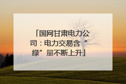 国网甘肃电力公司：电力交易含“绿”量不断上升