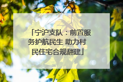 宁沪支队：前置服务护航民生 助力村民住宅合规翻建