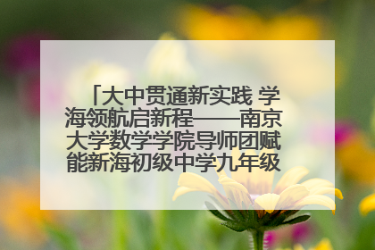 大中贯通新实践 学海领航启新程——南京大学数学学院导师团赋能新海初级中学九年级学子生涯规划