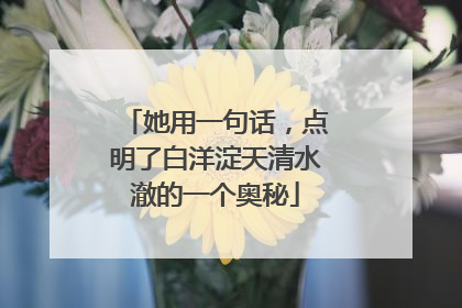 她用一句话，点明了白洋淀天清水澈的一个奥秘