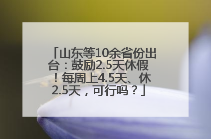 山东等10余省份出台：鼓励2.5天休假！每周上4.5天、休2.5天，可行吗？