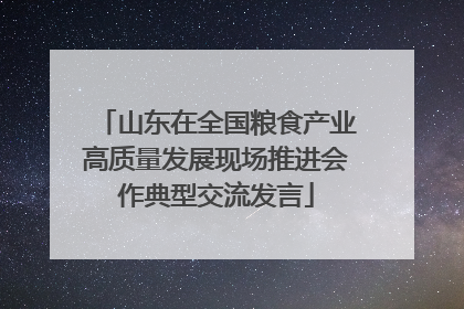 山东在全国粮食产业高质量发展现场推进会作典型交流发言