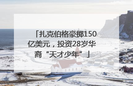扎克伯格豪掷150亿美元，投资28岁华裔“天才少年”