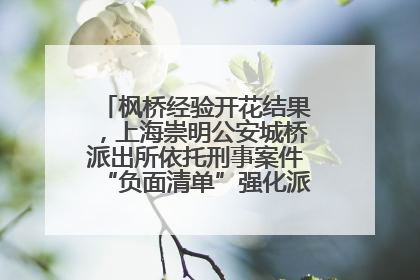 枫桥经验开花结果，上海崇明公安城桥派出所依托刑事案件“负面清单”强化派出所“主防”
