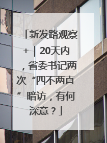 新发路观察+｜20天内，省委书记两次“四不两直”暗访，有何深意？