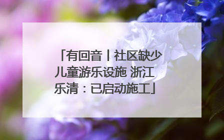 有回音丨社区缺少儿童游乐设施 浙江乐清：已启动施工