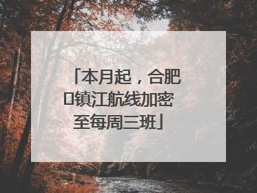 本月起，合肥⇋镇江航线加密至每周三班