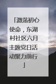激荡初心使命，东湖村社区六月主题党日活动聚力前行