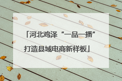 河北鸡泽“一品一播”打造县域电商新样板