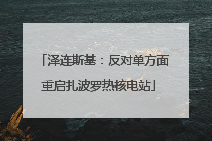 泽连斯基：反对单方面重启扎波罗热核电站