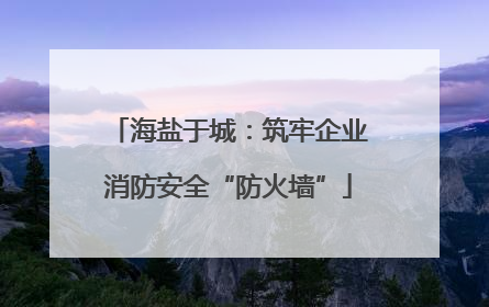 海盐于城：筑牢企业消防安全“防火墙”