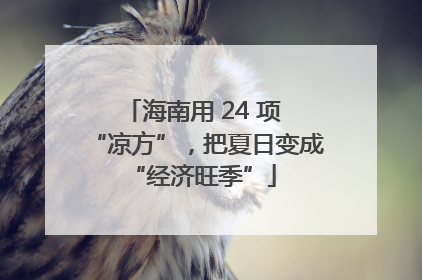 海南用 24 项 “凉方”，把夏日变成 “经济旺季”