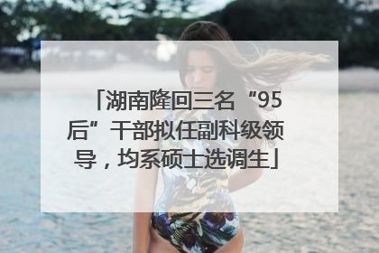 湖南隆回三名“95后”干部拟任副科级领导，均系硕士选调生