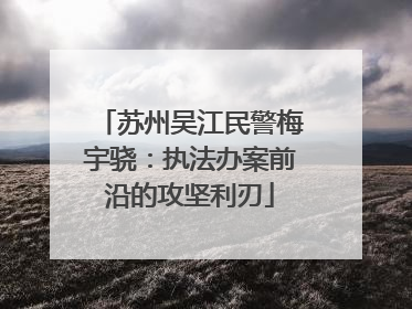 苏州吴江民警梅宇骁：执法办案前沿的攻坚利刃