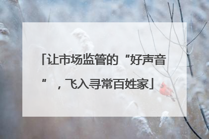 让市场监管的“好声音”，飞入寻常百姓家