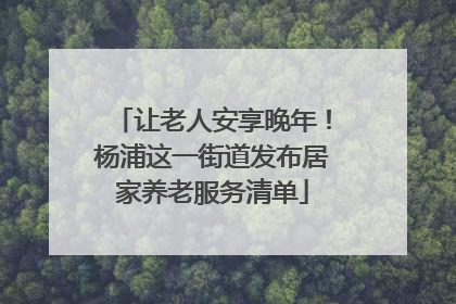 让老人安享晚年！杨浦这一街道发布居家养老服务清单