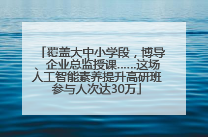 覆盖大中小学段，博导、企业总监授课……这场人工智能素养提升高研班参与人次达30万