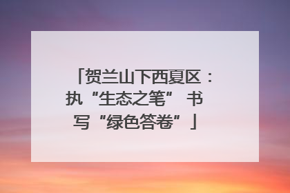 贺兰山下西夏区：执“生态之笔” 书写“绿色答卷”