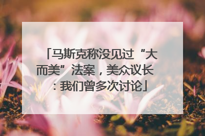 马斯克称没见过“大而美”法案，美众议长：我们曾多次讨论