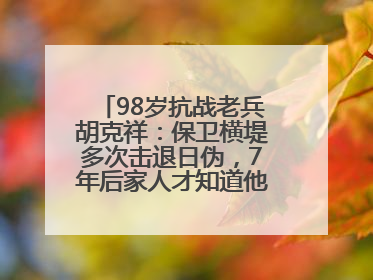 98岁抗战老兵胡克祥：保卫横堤多次击退日伪，7年后家人才知道他还活着